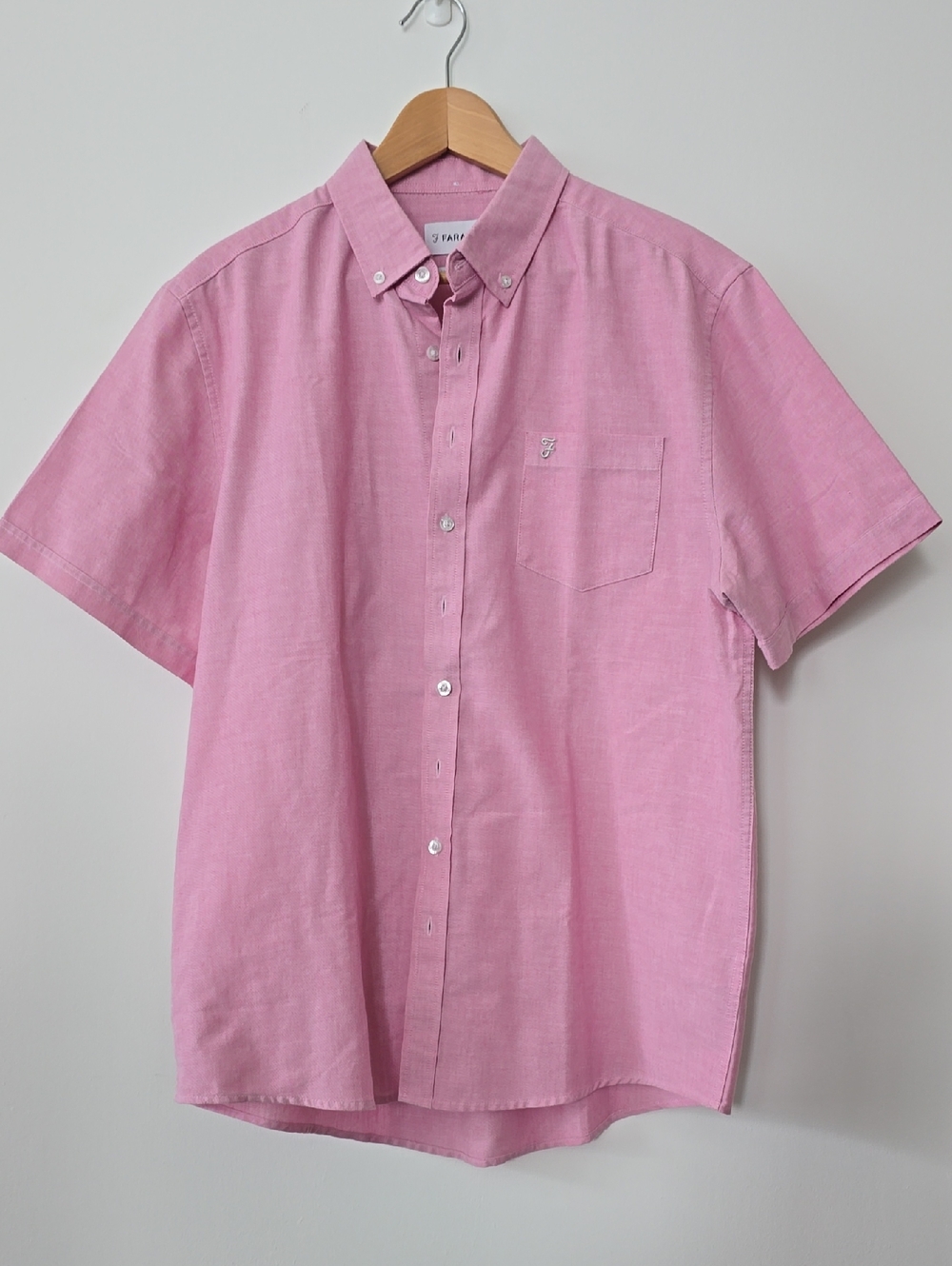 Farah Pink Short-Sleeve Oxford Button-Down Shirt